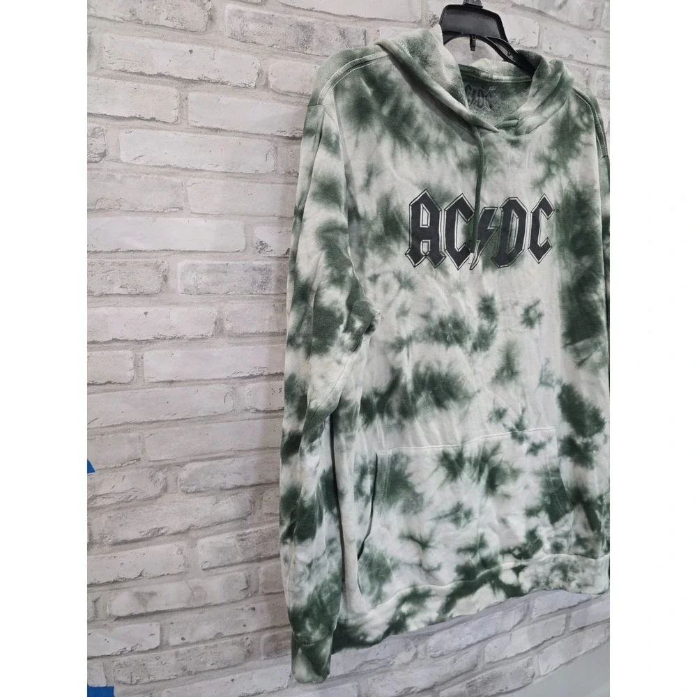 Men‎ Size XL ACDC Lightweight Tie Die Green Sweatshirt Hoodie Hard Rock Band - Picture 2 of 8
